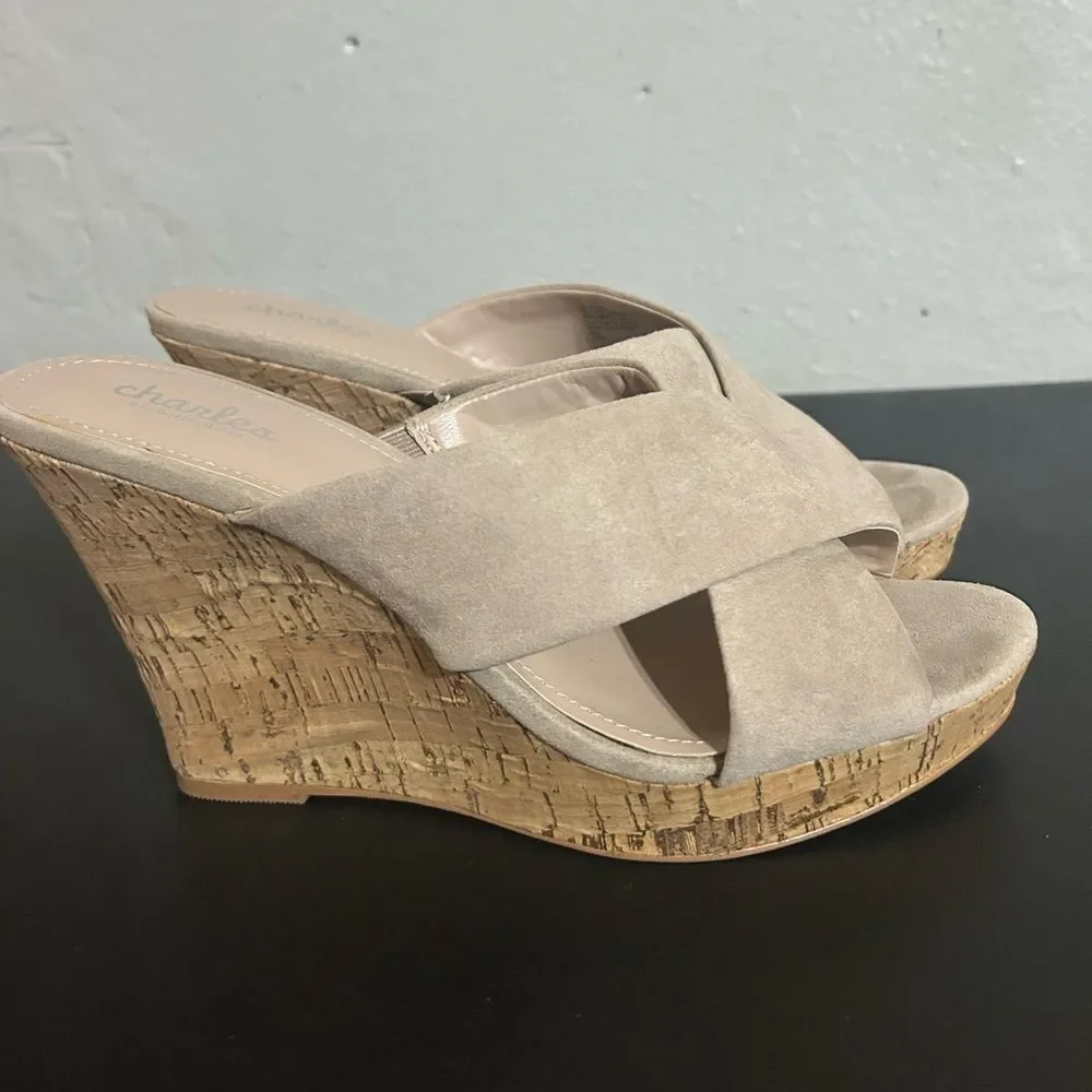 Charles by Charles David Tan, suede wedges size 10 M